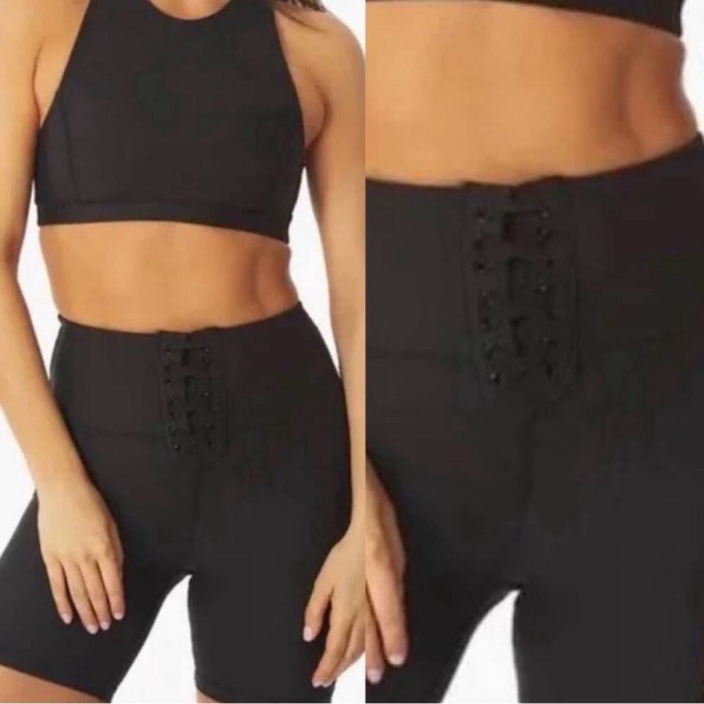 WeWoreWhat Activewear Lace-up Biker Short Black Women's Small NWT